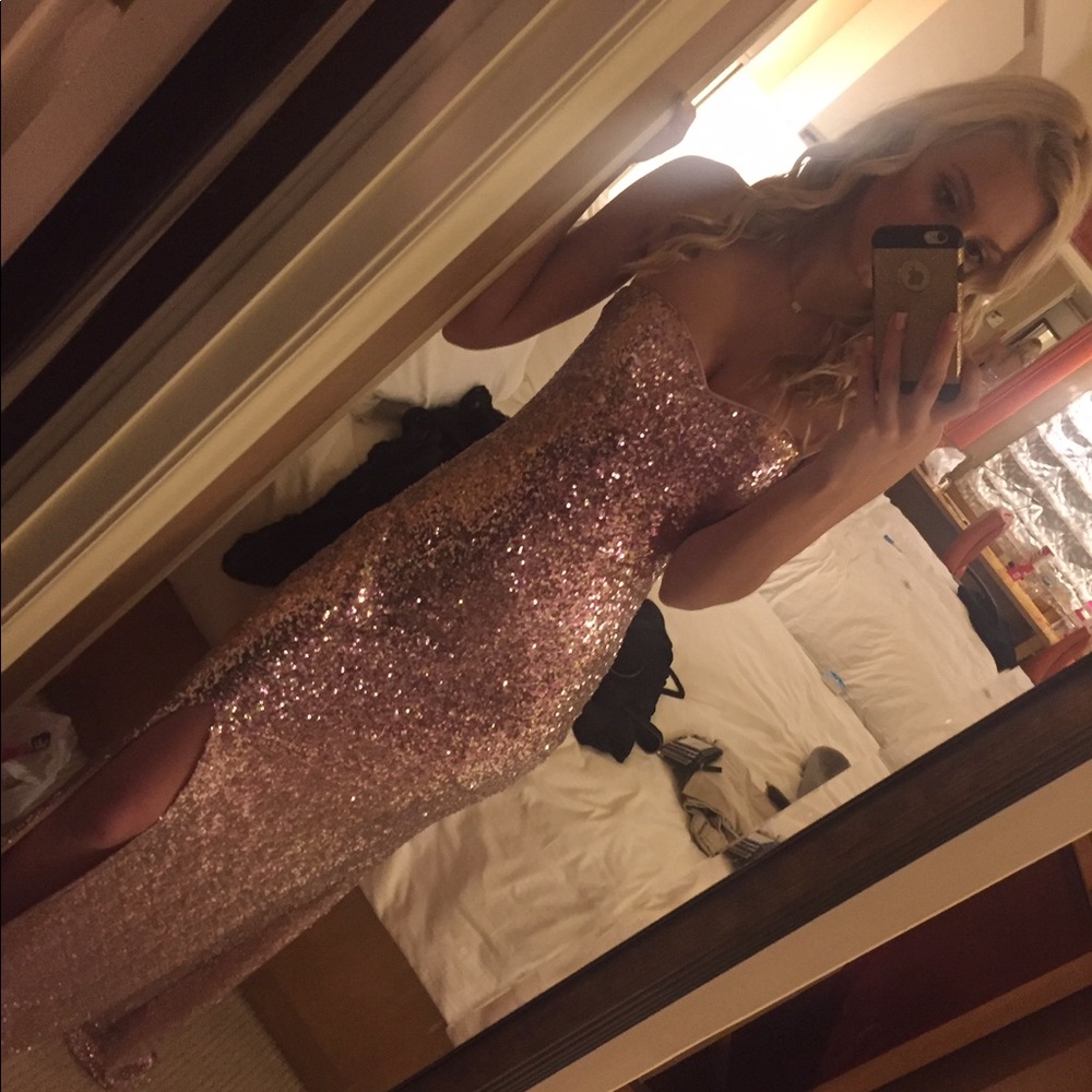 Pink sequence prom dress